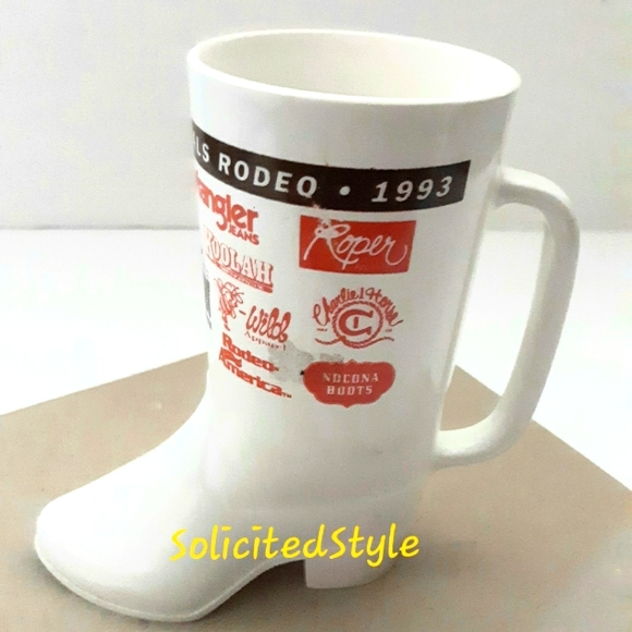 🎁 Vintage 90s Rodeo Souvenir Cup - Cowboy Boot- Vintage Mug
